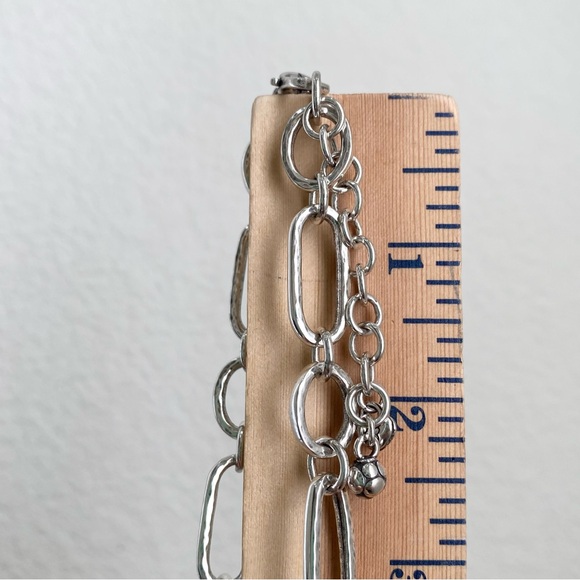 Retired BRIGHTON Silver-plated Pebbled Hammered Geometric Links 35” Necklace 91g - Picture 8 of 12